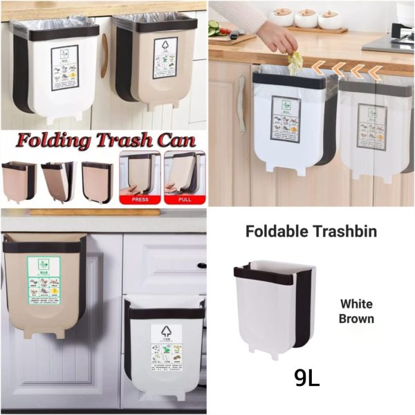 Wall Mounted Foldable Trash Can Bin for Kitchen-Car Garbage and waste storage Collapsible Wall Cleaning Vegetable, Meat Waste Bin 9 Litre Capacity