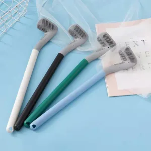 L-Shaped Silicone Toilet Brush with Hard Plastic Holder | Quick & Easy Cleaning for Home, Kitchen, and Bathroom