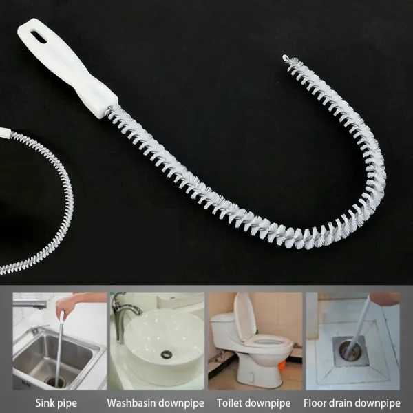 2-in-1 Drain Cleaning Brush – Flexible Tool for Unclogging Kitchen and Bathroom Drains