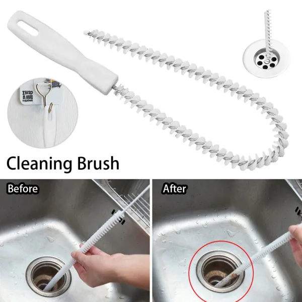 2-in-1 Drain Cleaning Brush – Flexible Tool for Unclogging Kitchen and Bathroom Drains