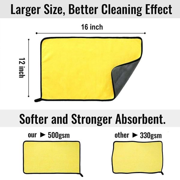 Ultra Soft Microfiber Cleaning Rag - Extra Thick Car Wash & Polishing Towel