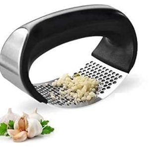 Stainless Steel Garlic Crusher & Squeezer – Manual Garlic Press for Easy Mincing
