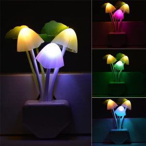 Automatic Sensor LED Night Light – Color Changing Romantic Flower Mushroom Lamp for Bedroom, Kids Room, Home Decoration